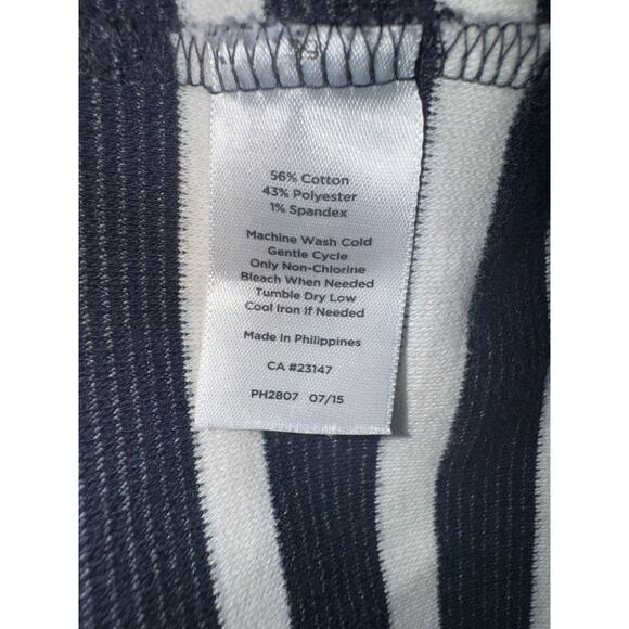 Talbots Women’s Top Large Navy Red White Striped Nautical 3/4 Sleeve Back Zip - Picture 4 of 4
